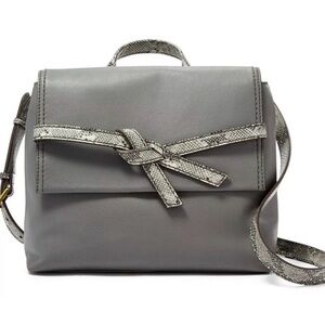 Fossil NWT Willow Leather Crossbody Pewter Python Gray Handbag MSRP $178